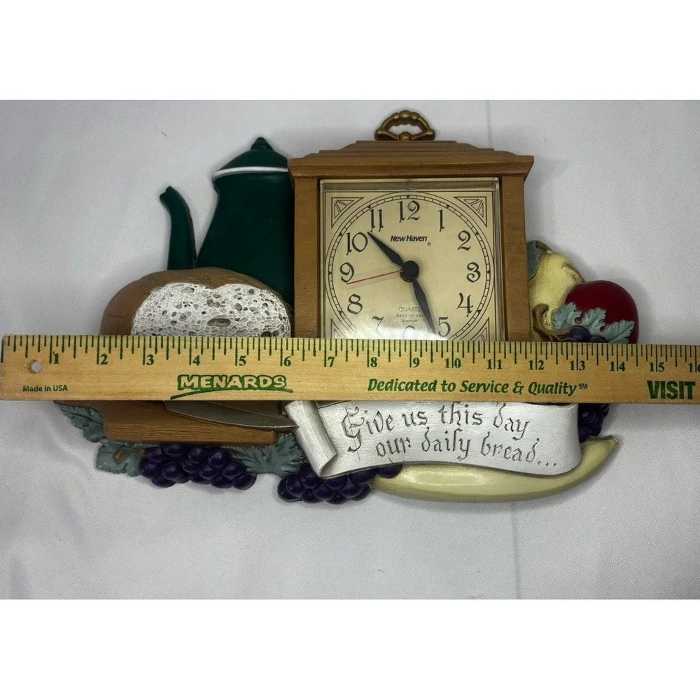 🙏Vintage Wall Clock Give Us This Day Our Daily Bread New Haven Quartz USA 1985